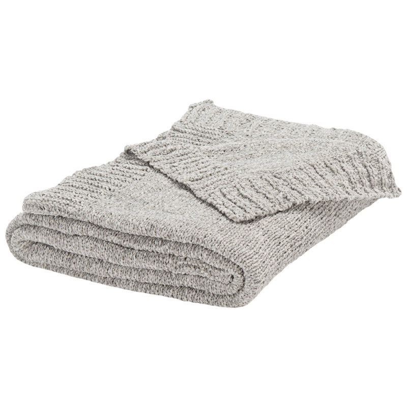 Light Grey Knitted Cotton Throw Blanket
