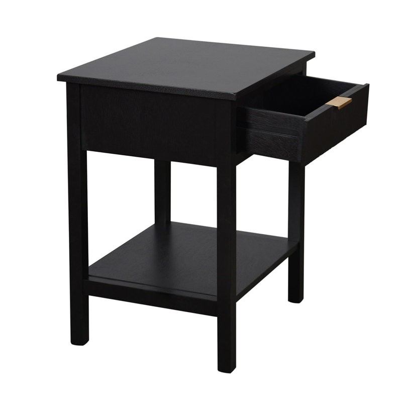 Roter End Table with Storage, Black