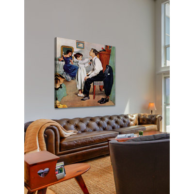 Fixing Father's Tie by George Hughes - Wrapped Canvas Painting