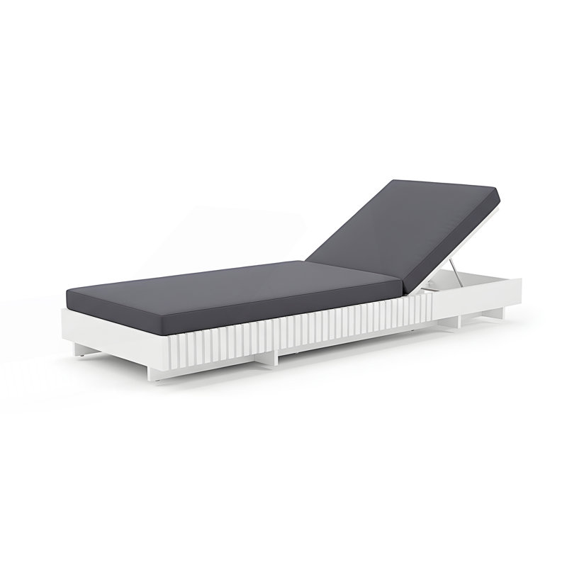 Chaise longue d'extérieur avec coussin hydrofuge, Gris foncé