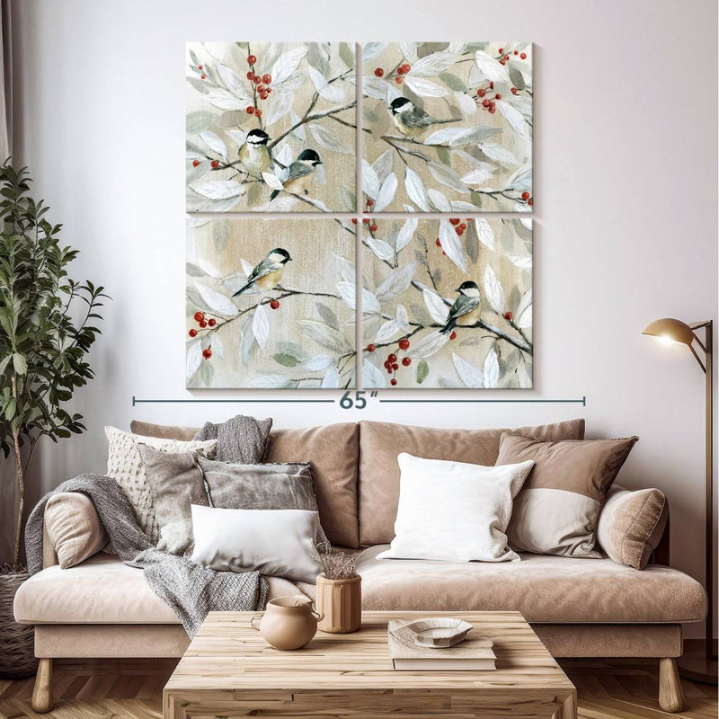 Brampt Winter Chickadees, 50" H x 50" W