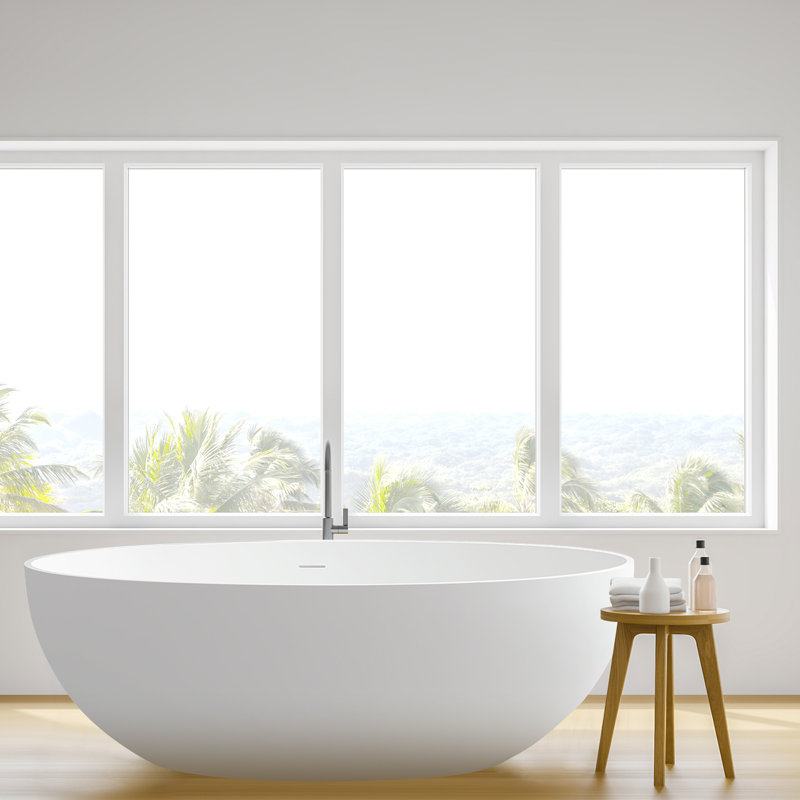 Cacciar 67" Matte White Freestanding Oval Soaking Bathtub