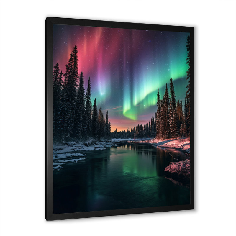 Yukon Northern Lights Beauty IV, reproduction sur toile encadrée, Cadre photo noir, H 20 po x l 12 po x P 1 po