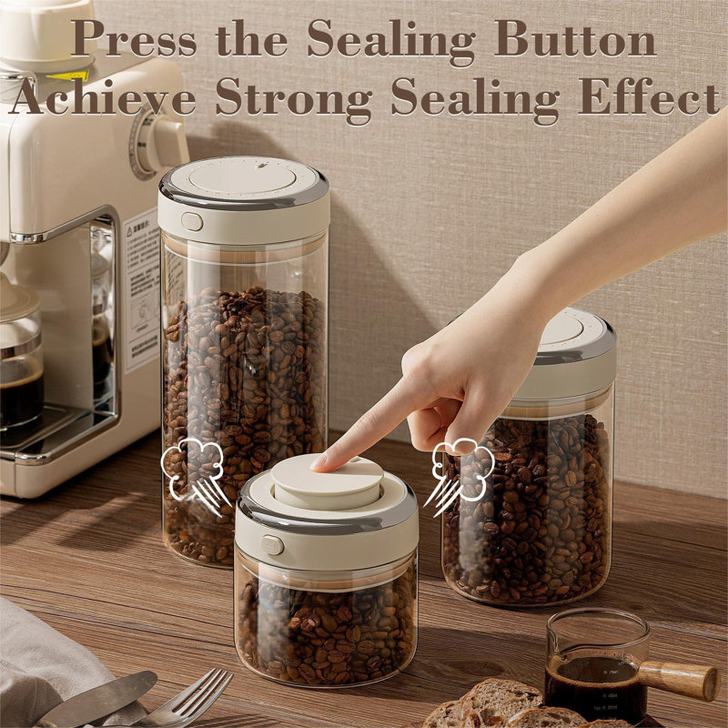 Coffee Bean Storage Container With One-Way Valve Airtight Lid Date Tracker For Coffee And More Food Fresh And Storage, Clear Borosilicate Glass Coffee Canister(1.8 Qt - 21 OZ)