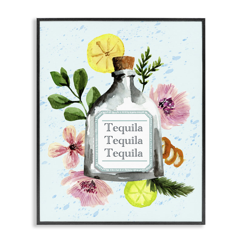  Art floral, estampe numérique de la tequila par Kate Eldridge, H 14 po x l 11 po, Giclée encadrée noir minuit