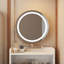 Ensemble de coiffeuse 3 en 1 avec miroir et lumière, petit ensemble de coiffeuse avec station de recharge, 2 tiroirs et espace de rangement ouvert, avec tabouret rembourré, bureau de coiffeuse compact-2103954731