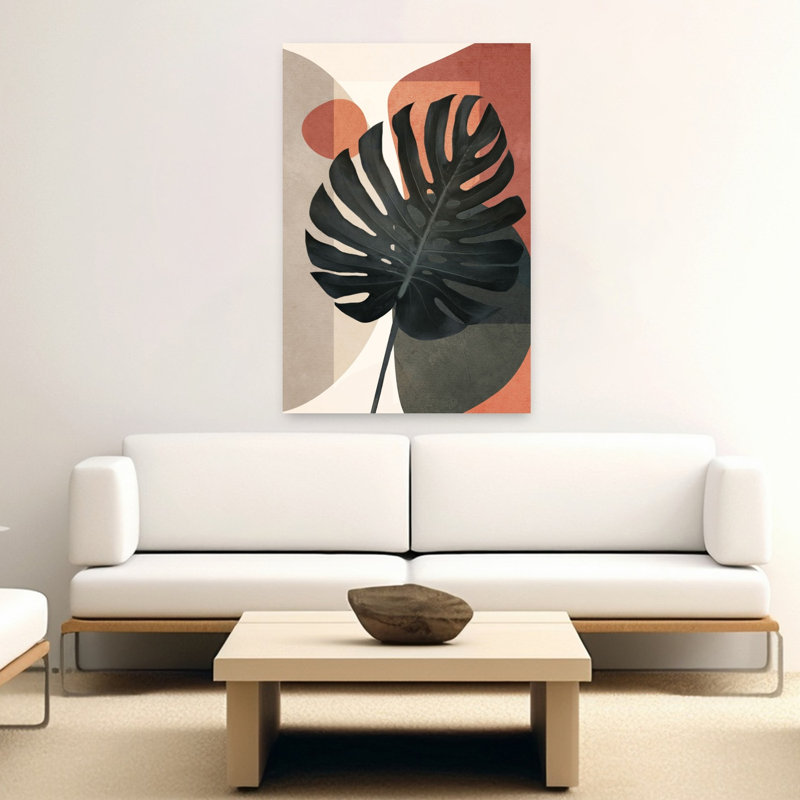 «Abstract Monstera Leaf Shapes Abstract Minimalist Modern Nature Plant», reproduction d'art murale, H 60 po x l 40 po
