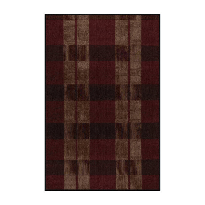 Machine Washable Checkered Black Area Rug, Runner 2' x 4'