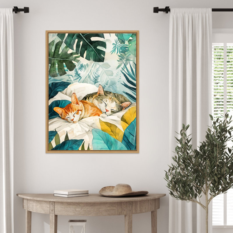 «Cats Lives Napp» par Ilora, reproduction d'art sur toile encadrée, H 30 po x l 23 po
