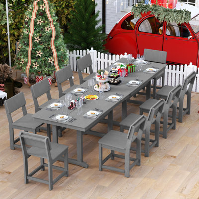 10 - Person HDPE Patio Dining Set With Rectangular Table
