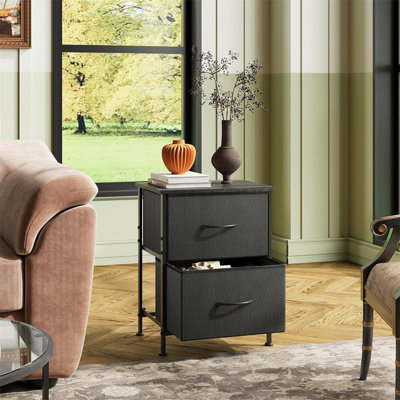 Commode noire à 2 tiroirs - Commode à une rangée