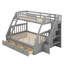 Lit superposé simple au-dessus de double avec tiroirs, échelle et escalier de rangement, cadre de lit en bois, aucun sommier nécessaire-576215532