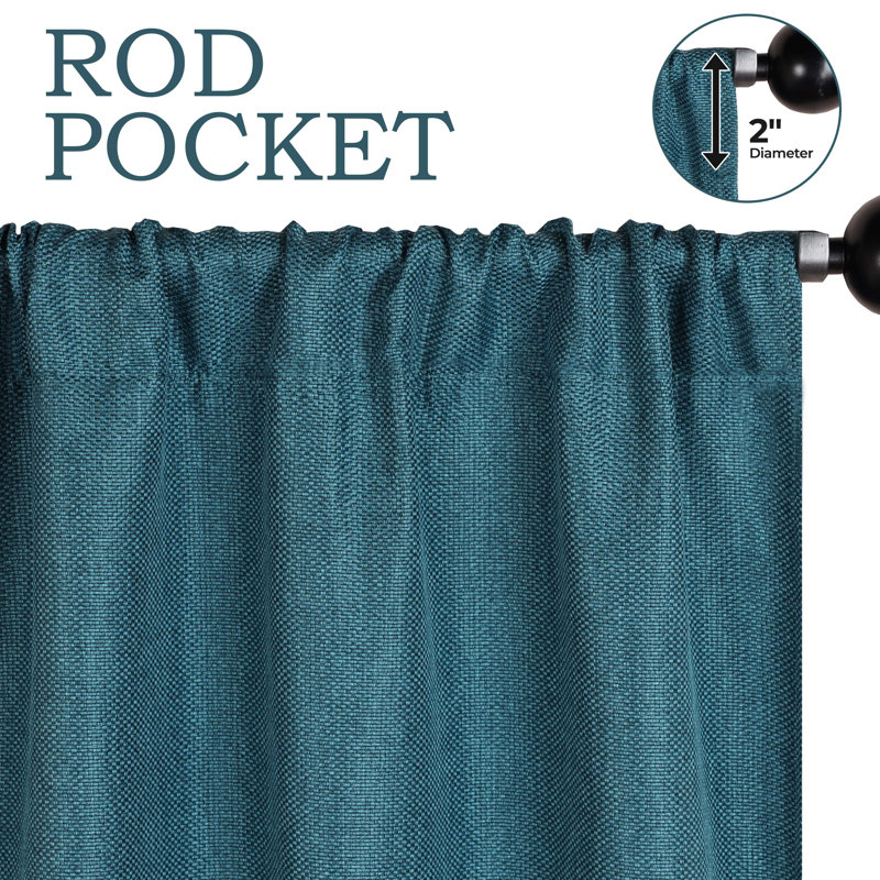 Polyester Thermal Insulated Room Darkening Curtain Panels, Deep Sea, 26" W x 63" L