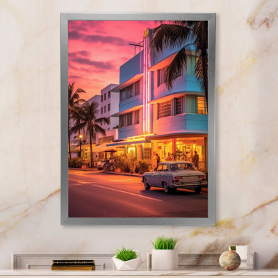 Miami Ocean Drive Neon, reproduction d'art sur toile