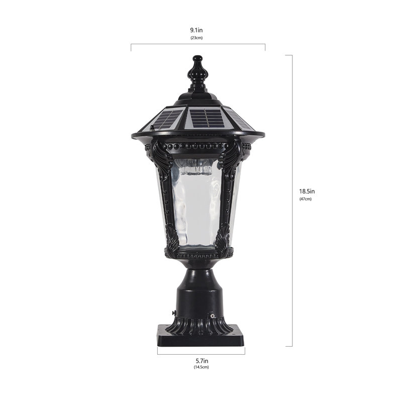 Lampadaire solaire rétro avec DEL à intensité variable et double température de couleur - Lampe d'extérieur rétro noire pour jardin, allée et terrasse
