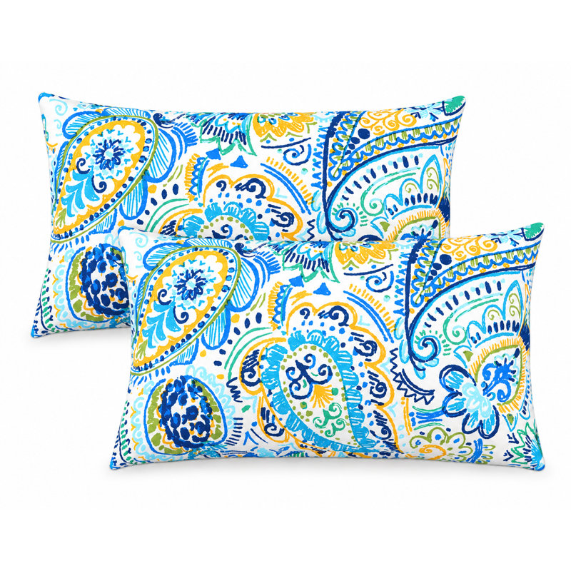 Ensemble de 2 housses de coussin lombaire intérieur / extérieur 12 po x 30 po hydrofuges et résistantes à la décoloration