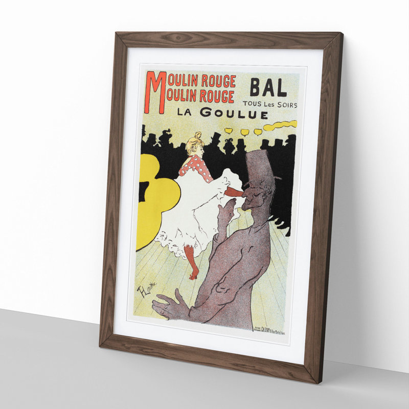 Cabaret La Goulue Vol.2 by Henri de Toulouse-Lautrec - Picture Frame Painting, 36cm H x 27cm W x 2cm D, Walnut Framed