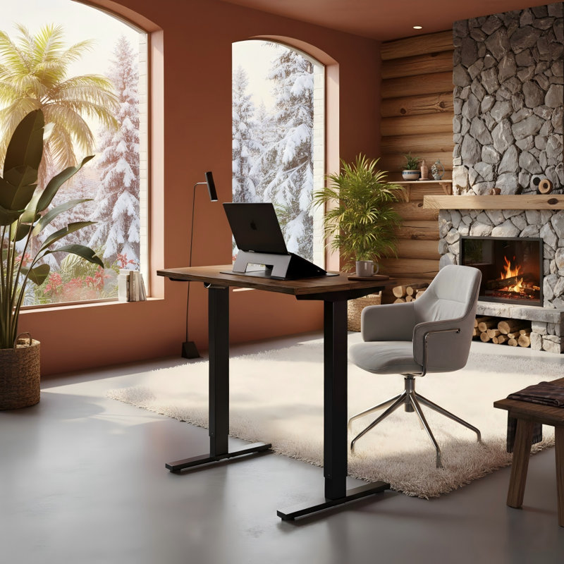 Electric Standing Desk With 4 Memory Presets, Wide Height Adjustment, Durable Steel Frame & Easy Assembly, Black Walnut/Black