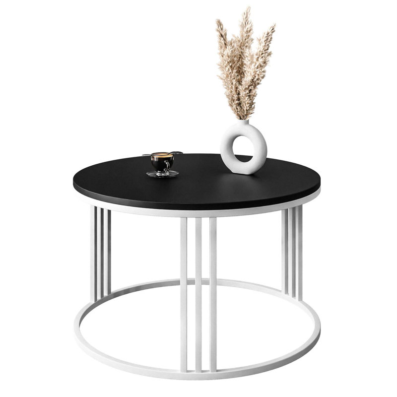 Terrio Frame Coffee Table, White, Black Matt