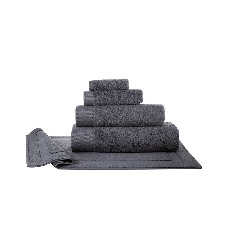 Turkish Cotton Plush Jacquard Hand Towel, Anthracite
