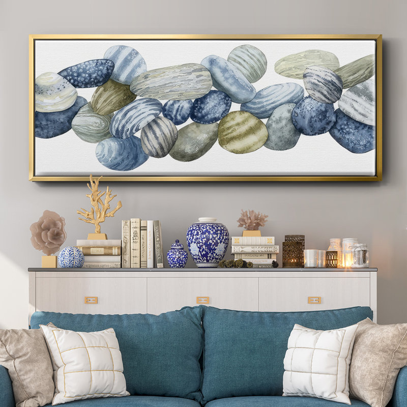 Found Pebbles III- Framed Canvas, 24" H x 60" W
