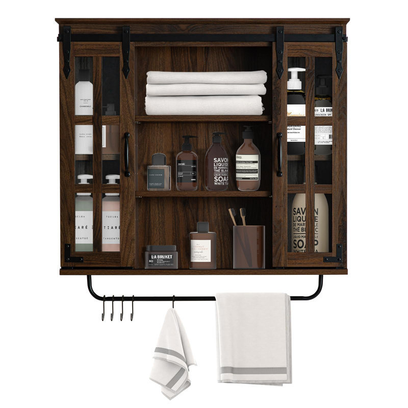 Armoire de salle de bain murale Amesfield, Noyer