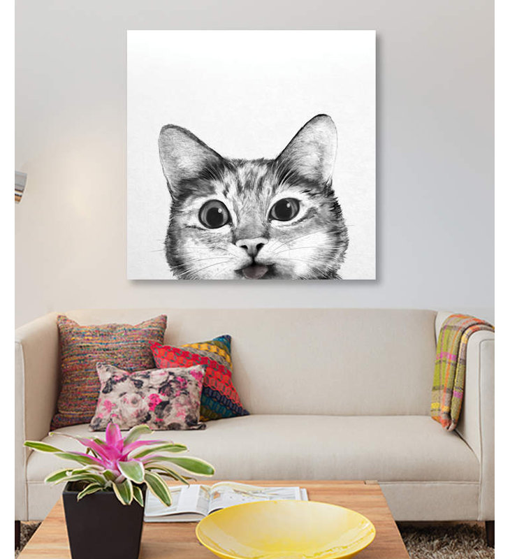 « idiote chat », reproduction sur toile, H 48 po x l 48 po x P 1,5 po, Toile tendue, Pas de tapis
