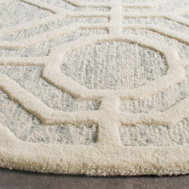 Tapis géométrique en laine touffeté à la main Deedgra, Rond 6 pi