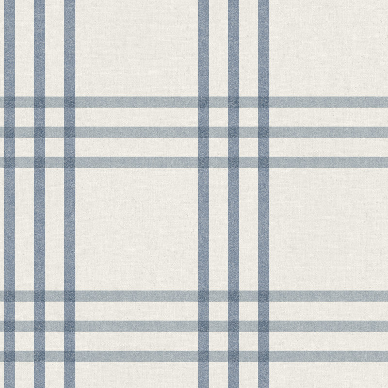 Papier peint à carreaux bleus Fletcher, Blue