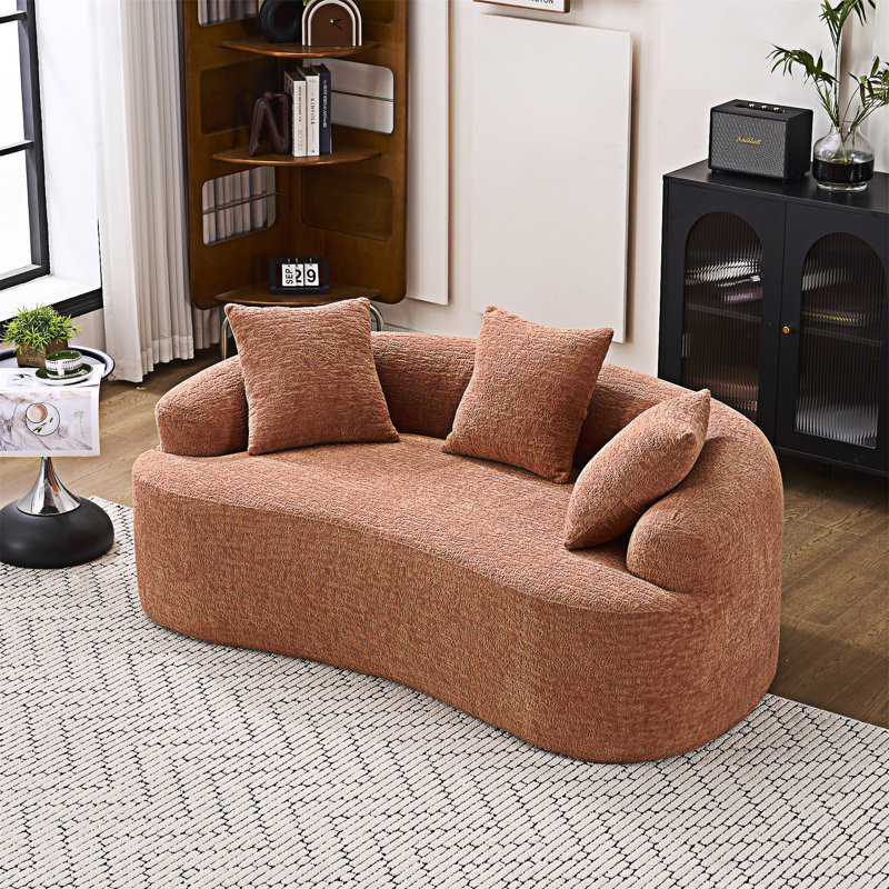 Curved Loveseat Sofa, Coral