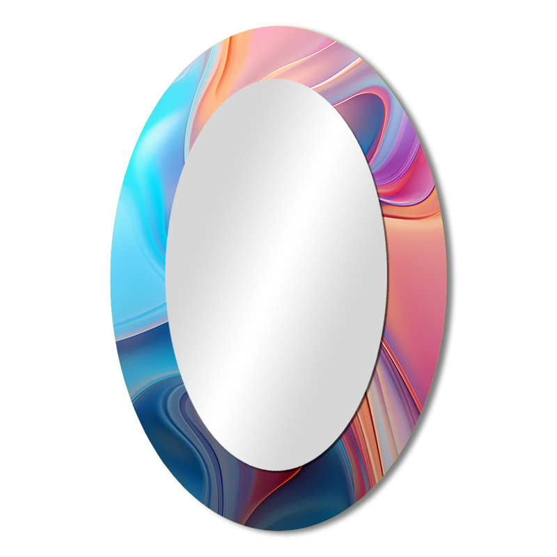 Miroir mural moderne transitionnel rose et bleu I - moderne, 36 po x 24 po
