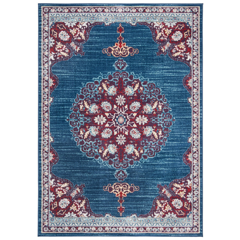 Barcus Oriental Burgundy/Ivory Area Rug, Rectangle 6' x 9'