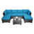 Coussin bleu / cadre brun est en rupture de stock