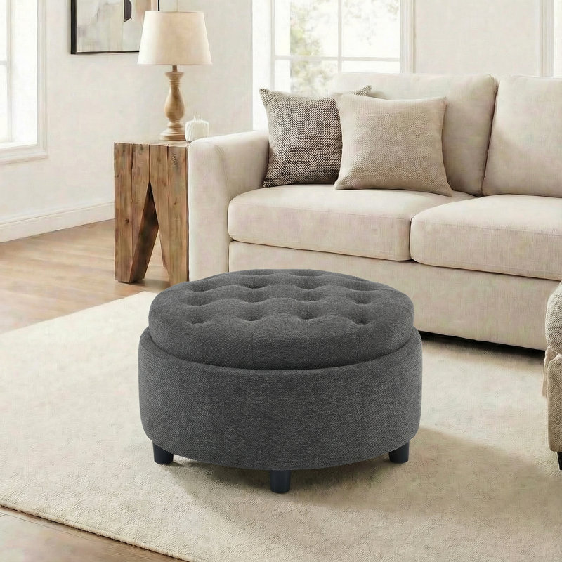 Repose-pieds de rangement surdimensionné 25 po, Gris foncé