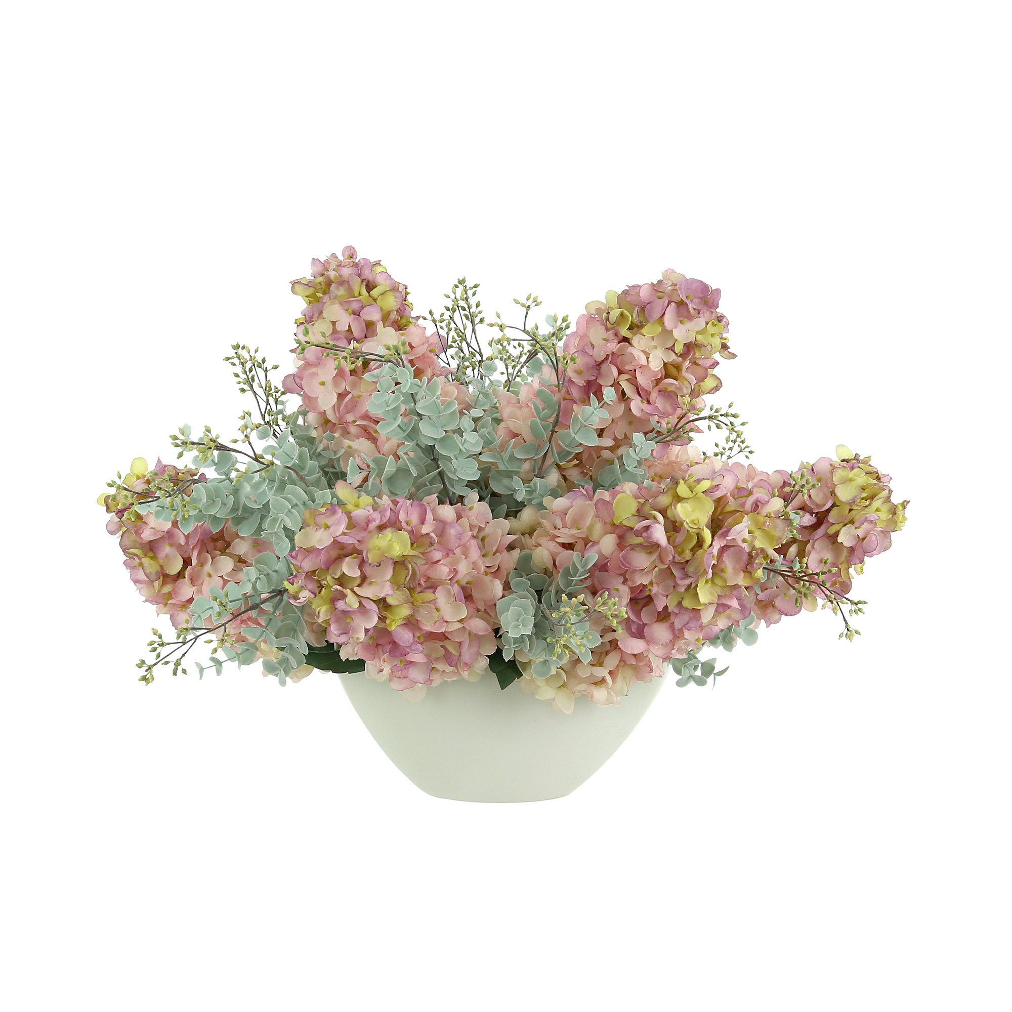 Primrue Cone Hydrangea and Eucalyptus Floral Arrangement | Wayfair