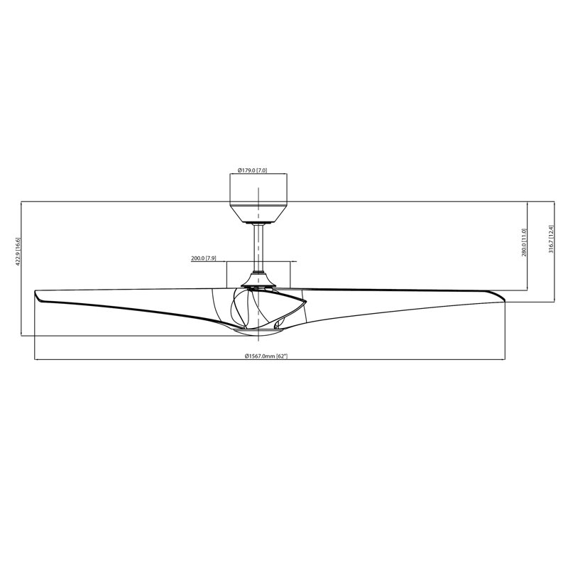 Zephyr 5 5-Blade Smart Ceiling Fan, Matte Black/Distressed Koa