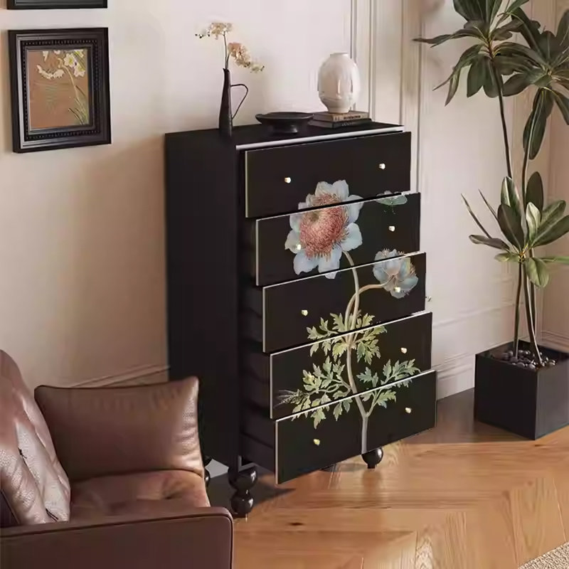 Armoire de rangement décorative en noyer