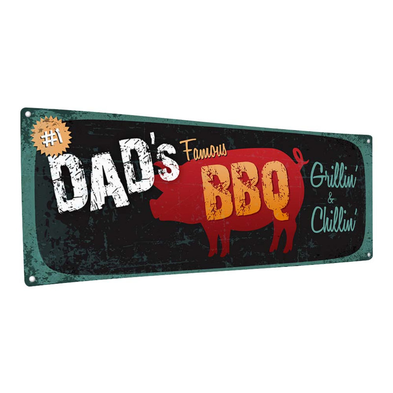 «Dad's Famous BBQ», impression sur métal