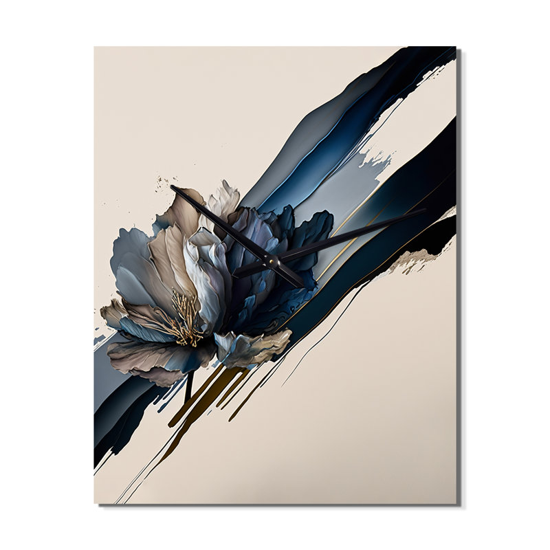 Jamiemarie - Horloge murale moderne pivoine florale, H 28 po x l 12 po x P 1 po