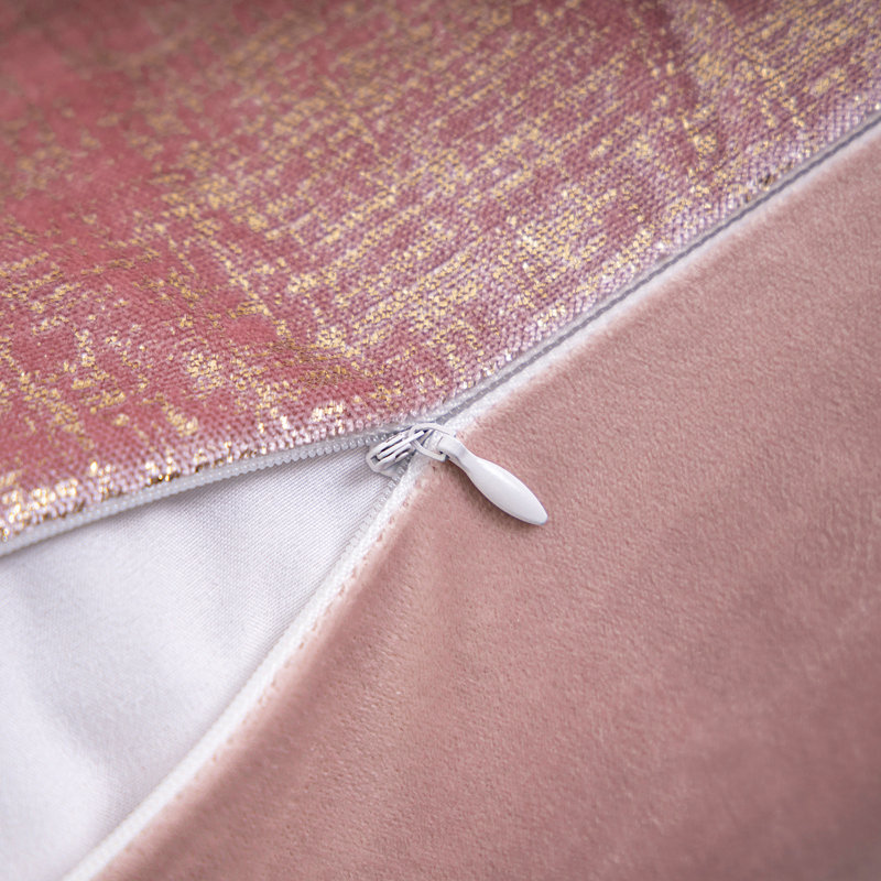 Phantoscope Light Pink and Gold Polyester Euro Throw Pillow Covers, Set of 2