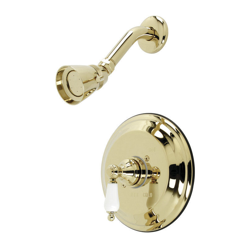 Robinet de douche rétro avec valve brute, Laiton poli