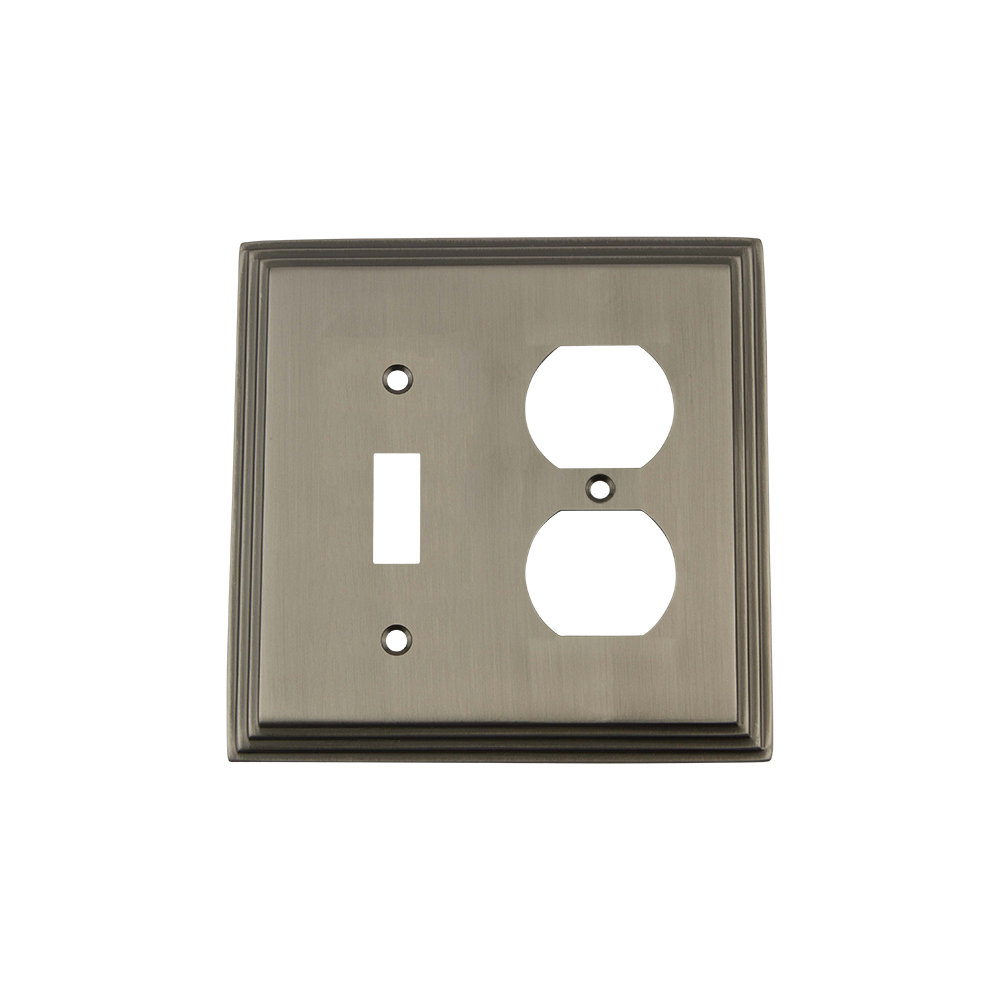 Deco 2-Gang Duplex Outlet / Toggle Light Switch Combination Wall Plate Nostalgic Warehouse