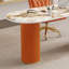 Bureau en bois manufacturé courbé orange avec 3 tiroirs-287048722-287048725