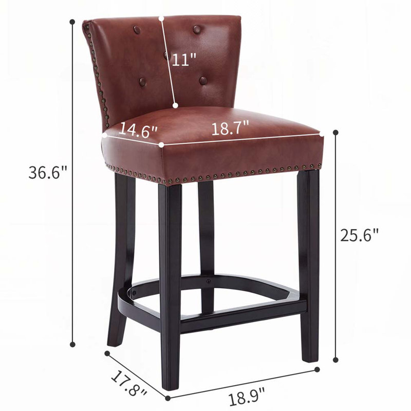 Faux Leather Bar Stools, Counter Stool (25.6" Seat Height)