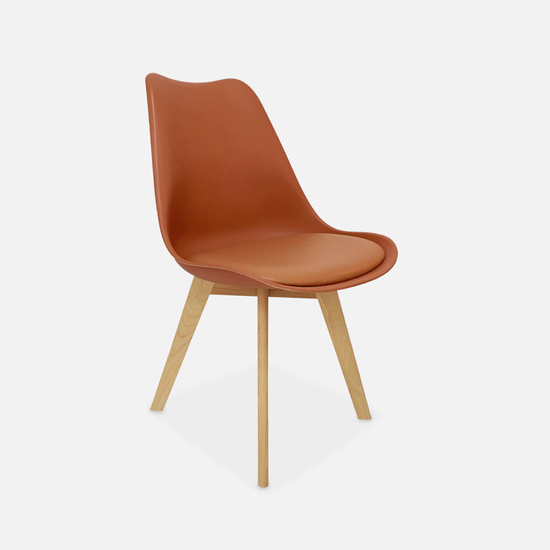 Mahaffie Scandi-Style Dining Chairs with Wooden Legs (Set of 2), Red