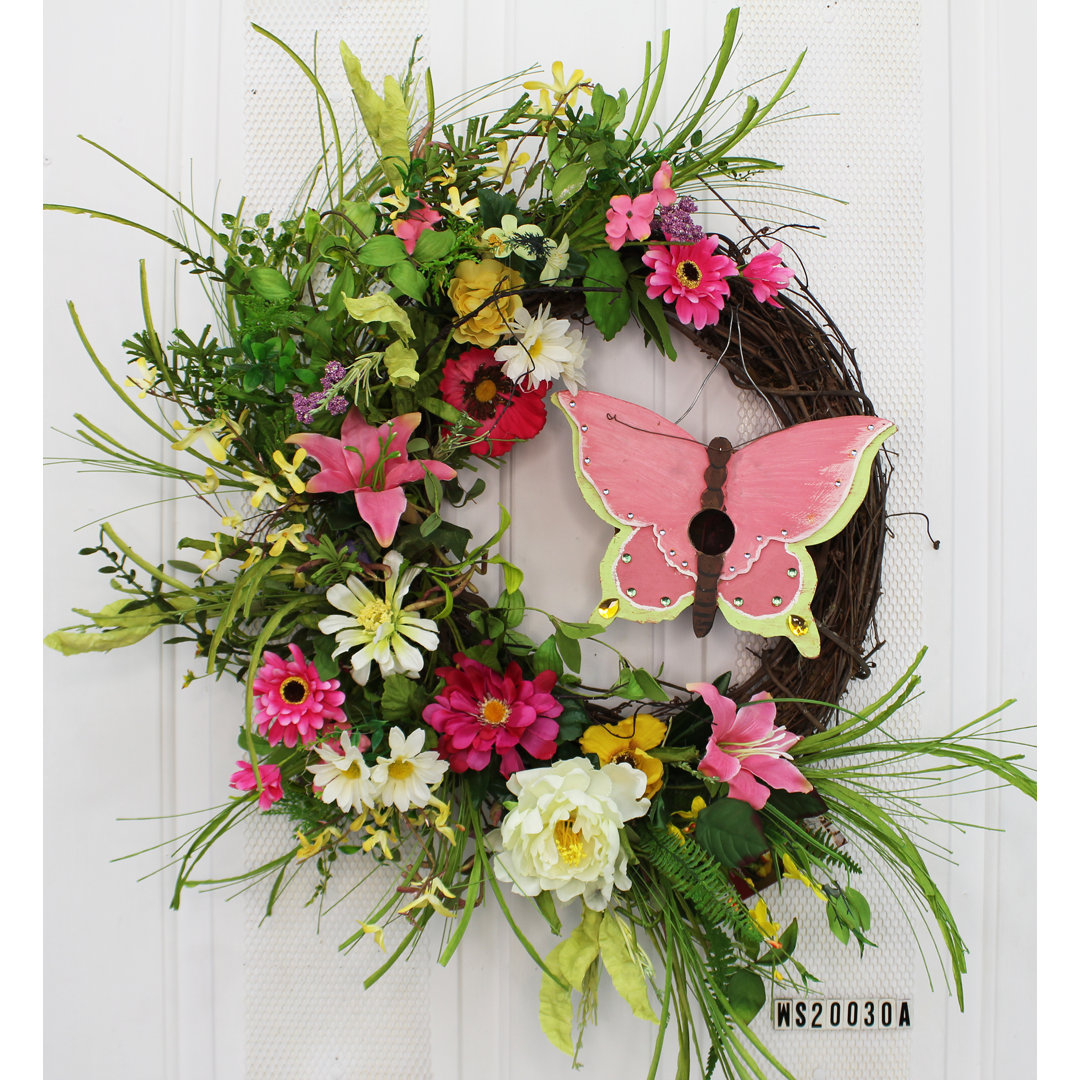 Faux Mixed Assortment Foam 24'' Wreath Rosalind Wheeler