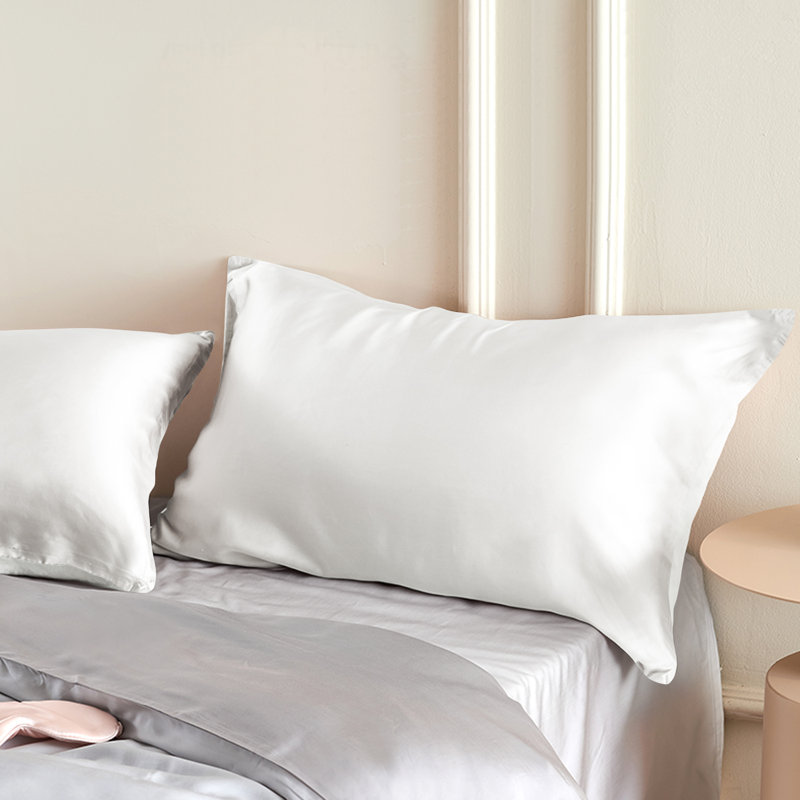 Taie d'oreiller en soie naturelle Zippered, Grand, Blanc