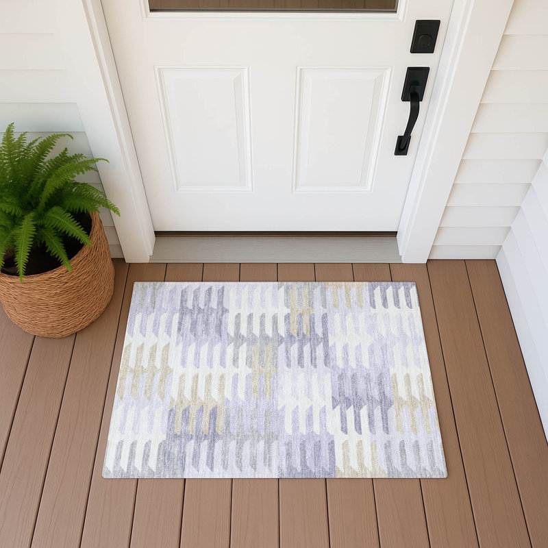 Machine Washable Indoor/Outdoor Aten ACN2328 Geometric Rug, Rectangle 1'8" x 2'6"