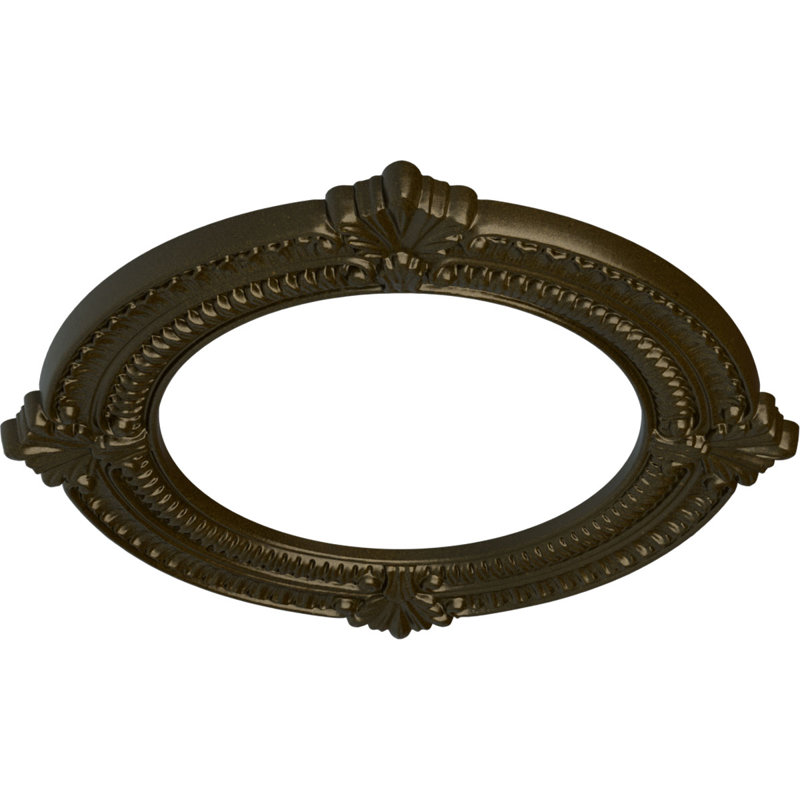 Médaillon de plafond Blackthorn Endurathane, P 13 3/8 po x P 7 1/2 po x P 3/4 po (convient aux auvents jusqu'à 7 1/2 po), finition dorée de pharaons peinte à la main