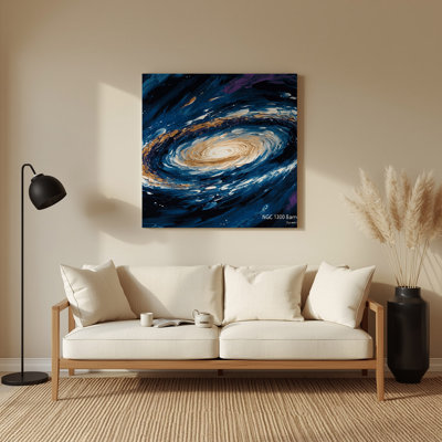 Art mural en métal gris galaxie spirale barrée de l'espace